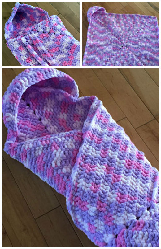 Crochet Wrap Up Hooded Baby Blanket Free Pattern