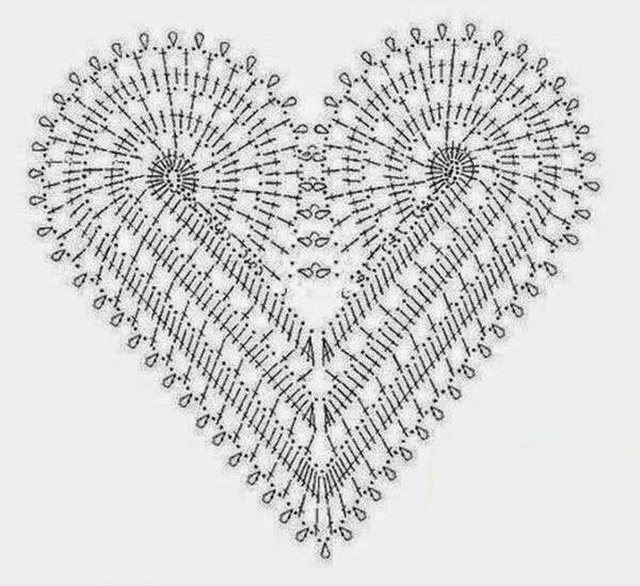 Crochet Lace Heart Motif Free Pattern for Valentine Dress Diagram