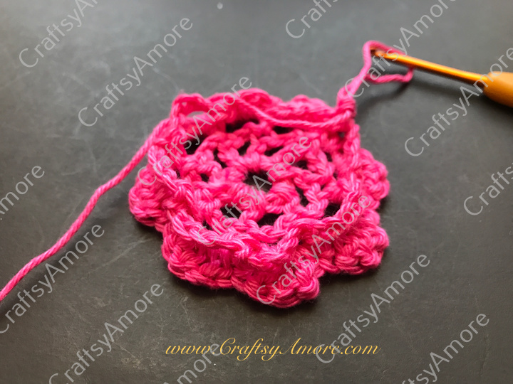 Crochet 3D Flower with Bead Free Pattern & Tutorial 6
