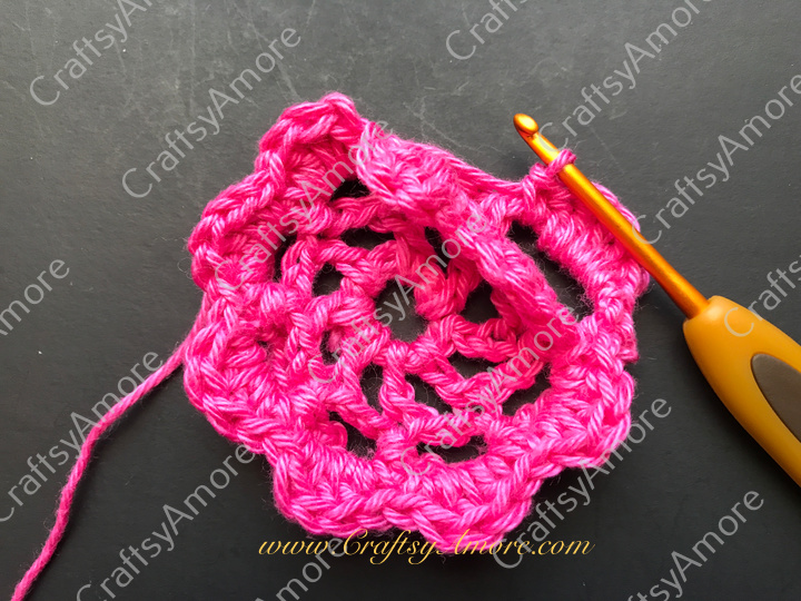 Crochet 3D Flower with Bead Free Pattern & Tutorial 7