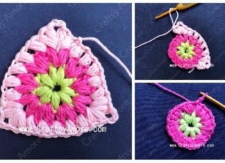 Crochet Puff Triangle Free Pattern Tutorial