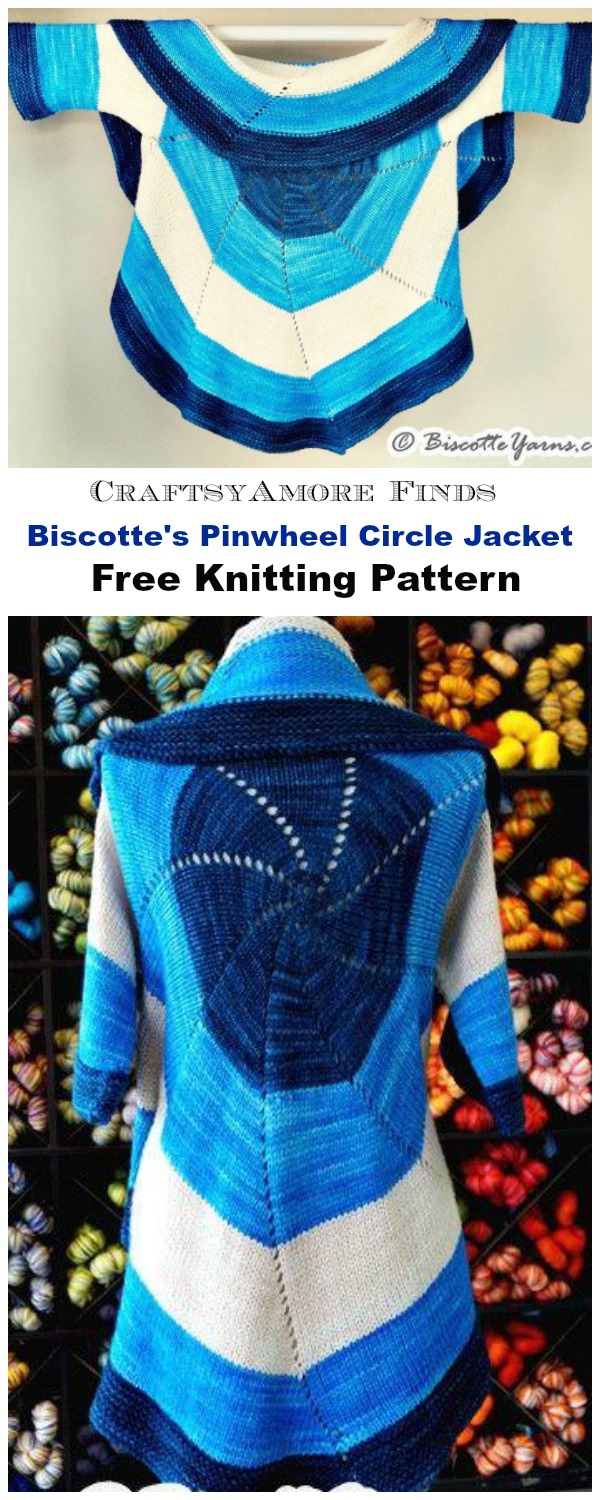 Biscotte's Pinwheel Circle Jacket Free Knitting Pattern 