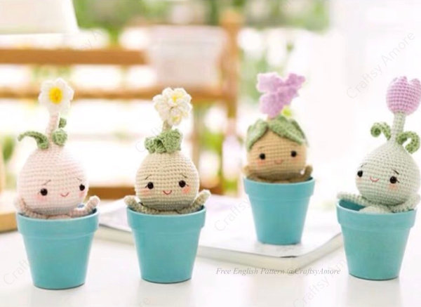 Crochet Spring Flower Bulb Doll Amigurumi Free Patterns
