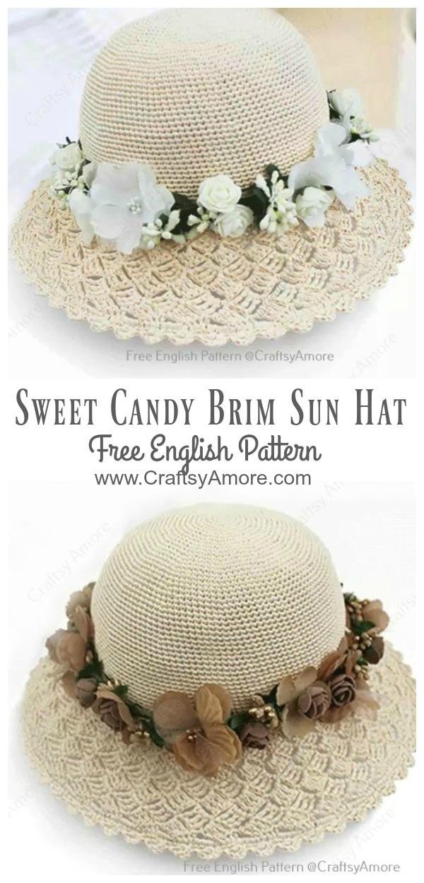Sweet Candy Brim Sun Hat Free Crochet Pattern