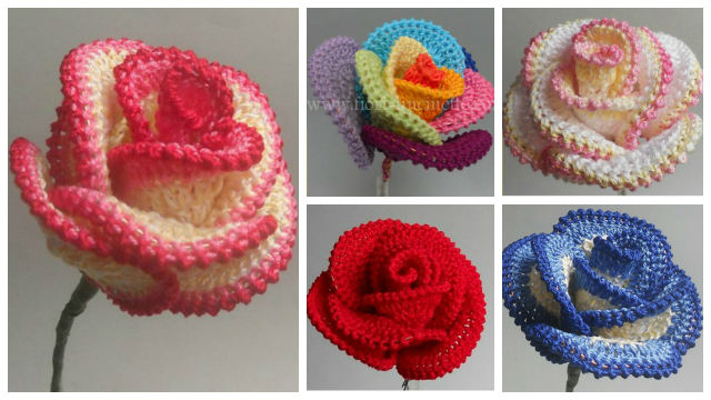 Crochet Rose Wire Petaled Rose Free Pattern
