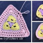 Crochet 3 Petal African Flower Triangle Free Pattern Tutorial