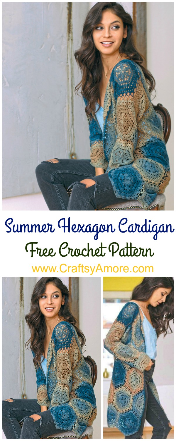 Crochet Summer Hexagon Cardigan Free Pattern