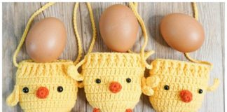 Easy Easter Chicken Egg Drawstring Pouch Free Crochet Pattern