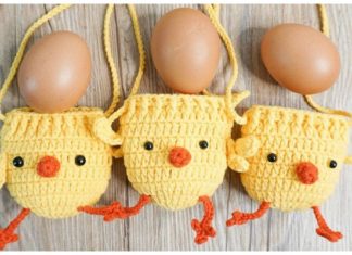 Easy Easter Chicken Egg Drawstring Pouch Free Crochet Pattern